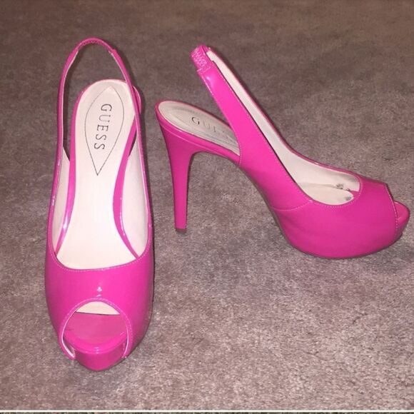 GUESS SLINGBACK PEEP TOE HIGH HEEL STILETTOS PUMP - Picture 11 of 11
